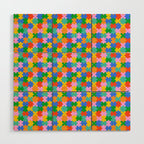 Fun colorful puzzle piece shape pattern Wood Wall Art Gallery Image 1