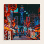 Osaka City Anime Scenes  Wood Wall Art Gallery Image 1