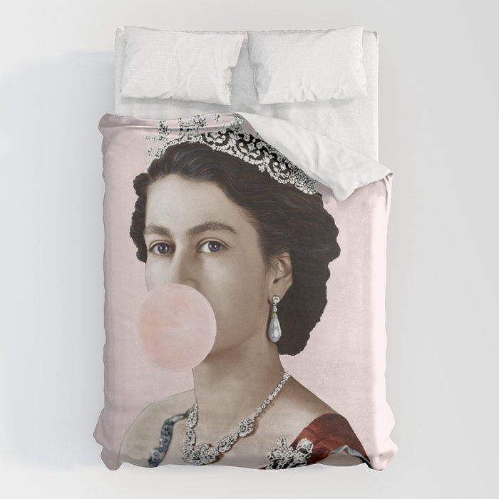 Queen Elizabeth II Blowing Pink Bubble gum Duvet Cover Gallery Image 6