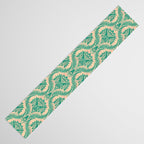Triceratops Damask - Verdigris on peach Table Runner Gallery Image 3
