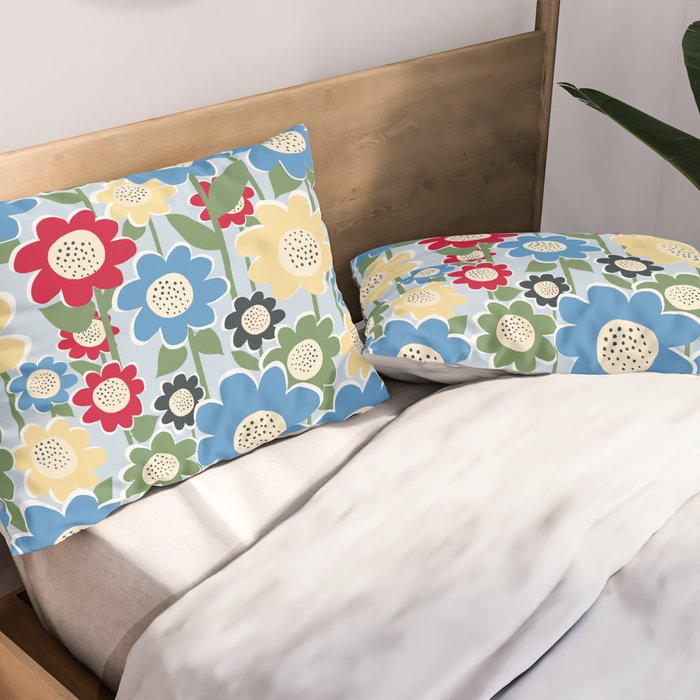 Flowerscape field - charming blue Pillow Sham Gallery Image 2