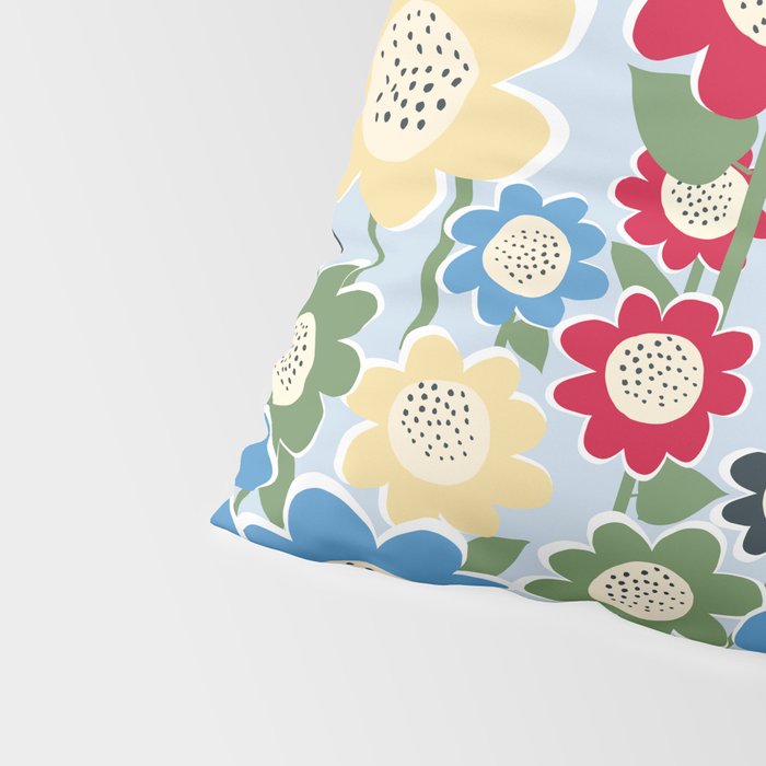 Flowerscape field - charming blue Pillow Sham Gallery Image 4