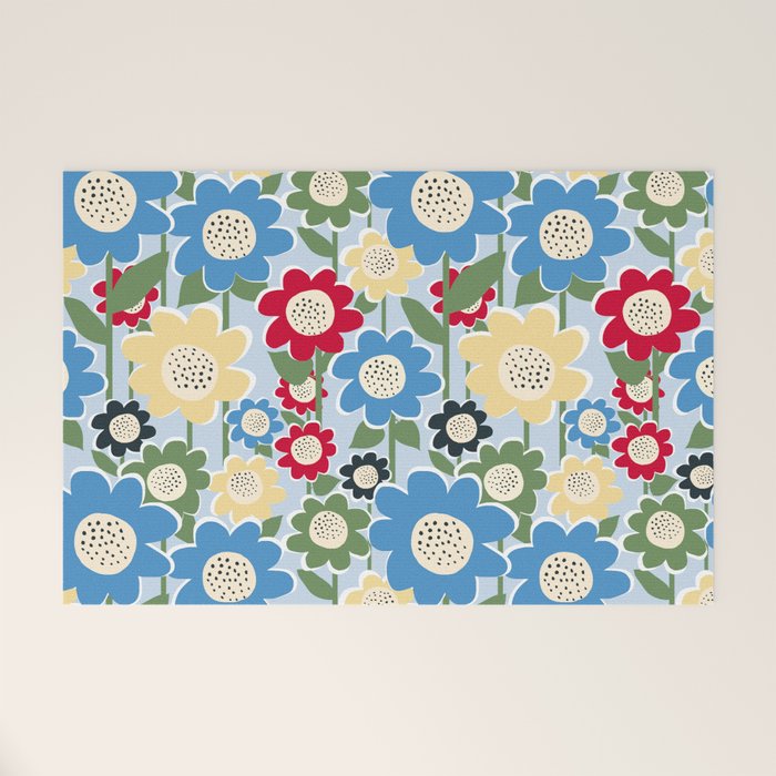 Flowerscape field - charming blue Welcome Mat Gallery Image 1
