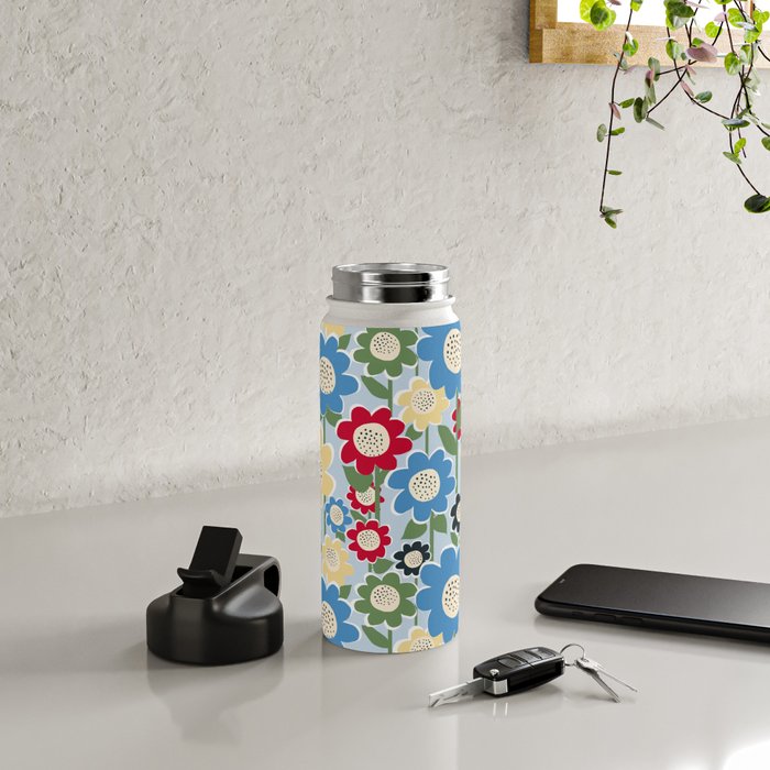 Flowerscape field - charming blue Water Bottle Gallery Image 4