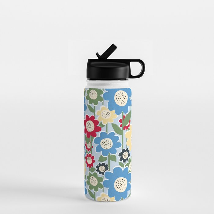 Flowerscape field - charming blue Water Bottle Gallery Image 1