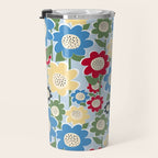 Flowerscape field - charming blue Travel Mug Gallery Image 3