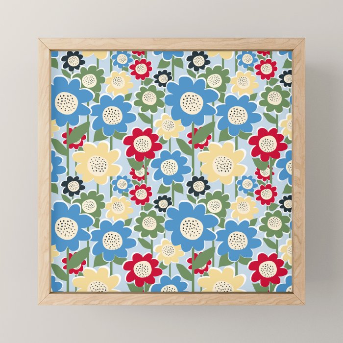Flowerscape field - charming blue Mini Art Print Gallery Image 1