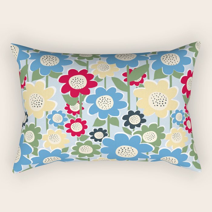 Flowerscape field - charming blue Rectangular Pillow Gallery Image 2