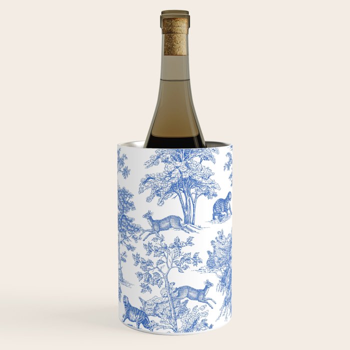 Toile de Jouy Vintage French Exotic Jungle Forest Blue & White Wine Chiller Gallery Image 2