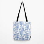 Toile de Jouy Vintage French Exotic Jungle Forest Blue & White Tote Bag Gallery Image 2