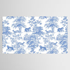 Toile de Jouy Vintage French Exotic Jungle Forest Blue & White Tablecloth Gallery Image 2