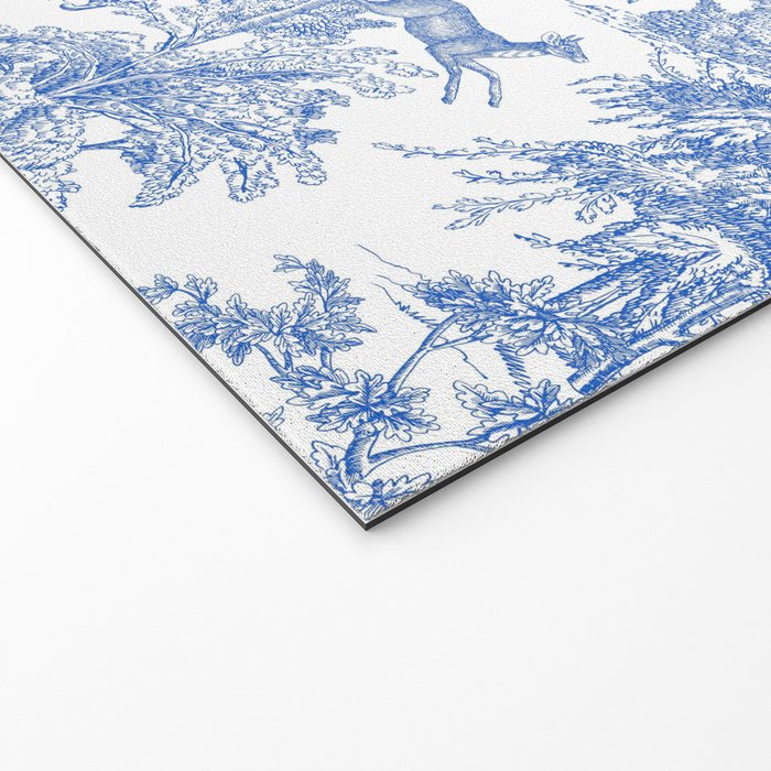 Toile de Jouy Vintage French Exotic Jungle Forest Blue & White Welcome Mat Gallery Image 2