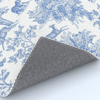 Toile de Jouy Vintage French Exotic Jungle Forest Blue & White Rug Gallery Image 4