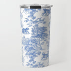 Toile de Jouy Vintage French Exotic Jungle Forest Blue & White Travel Mug Gallery Image 1