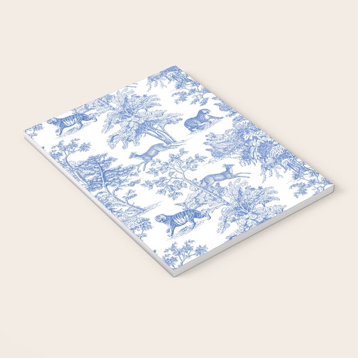 Toile de Jouy Vintage French Exotic Jungle Forest Blue & White Notebook Gallery Image 3