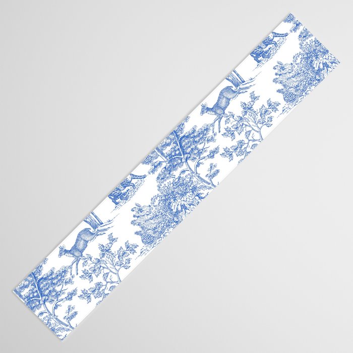Toile de Jouy Vintage French Exotic Jungle Forest Blue & White Table Runner Gallery Image 3