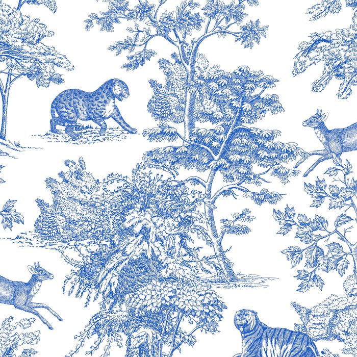 Toile de Jouy Vintage French Exotic Jungle Forest Blue & White Coffee Mug Gallery Image 2