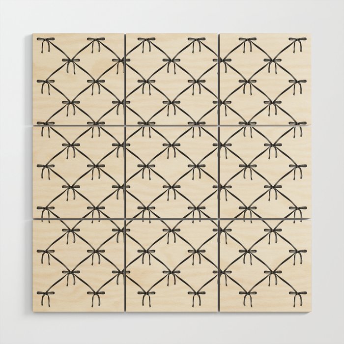 Bows & Ribbons Pattern IV Black and White Wood Wall Art Gallery Image 1