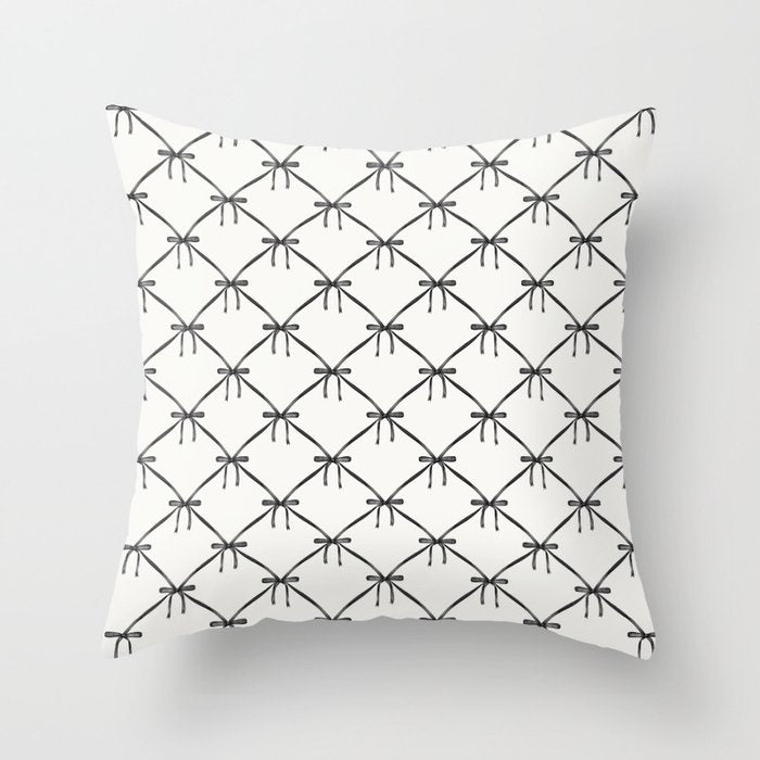 Bows & Ribbons Pattern IV Black and White Throw Pillow Gallery Image 6