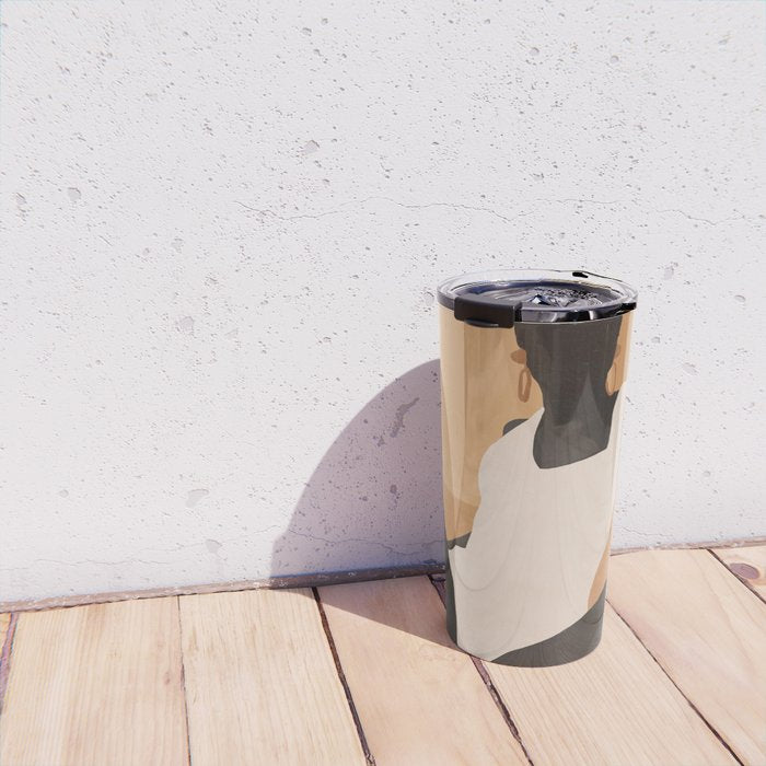 Minimal Abstract Art Sunset Girl 4 Travel Mug Gallery Image 4