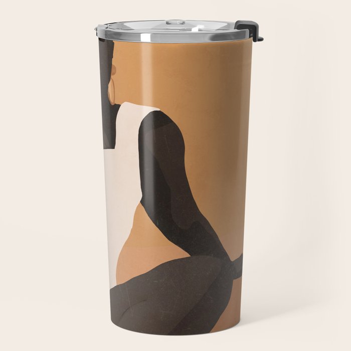 Minimal Abstract Art Sunset Girl 4 Travel Mug Gallery Image 2
