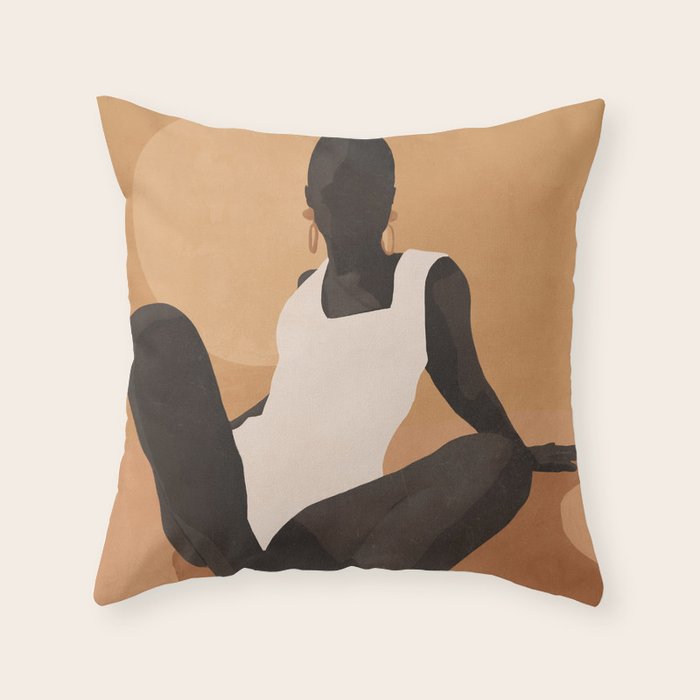 Minimal Abstract Art Sunset Girl 4 Throw Pillow Gallery Image 6