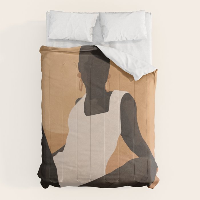 Minimal Abstract Art Sunset Girl 4 Comforter Gallery Image 1