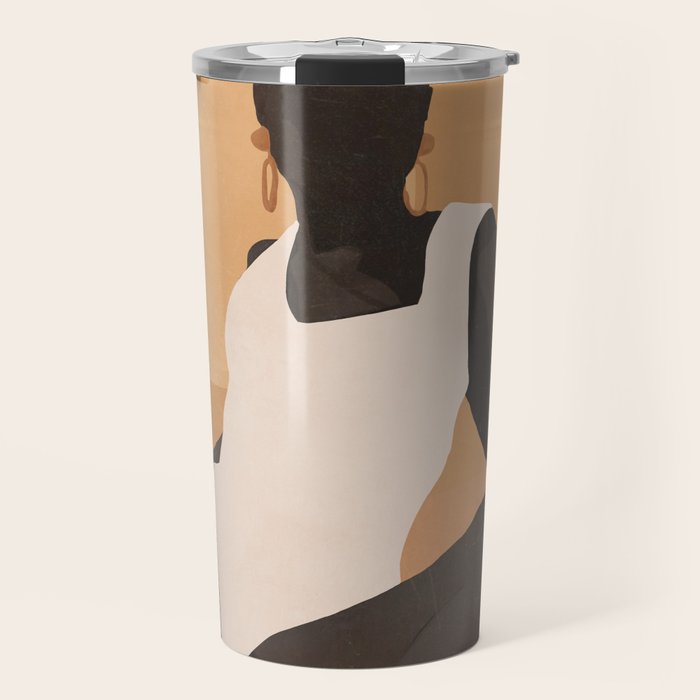 Minimal Abstract Art Sunset Girl 4 Travel Mug Gallery Image 1