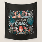 Namaste, Bitches - Charcoal Palette Wall Tapestry Gallery Image 4