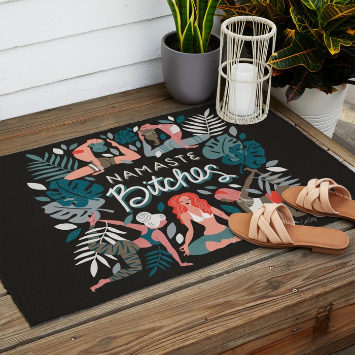 Namaste, Bitches - Charcoal Palette Outdoor Rug Gallery Image 2