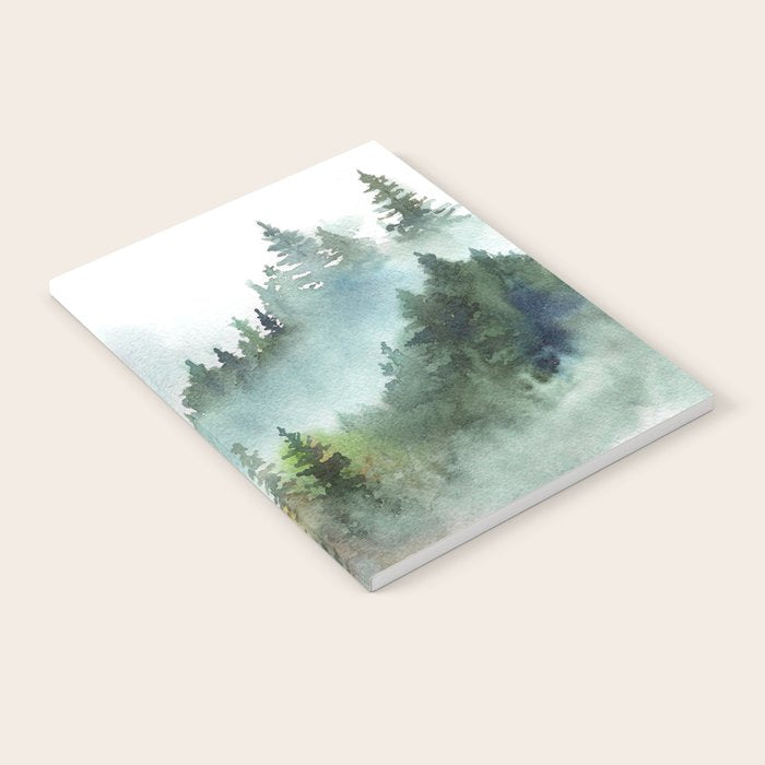 Watercolor Pine Forest Mountains in the Fog Notebook Gallery Image 1