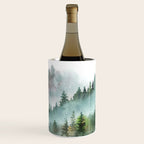 Watercolor Pine Forest Mountains in the Fog Wine Chiller Gallery Image 1