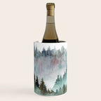 Watercolor Pine Forest Mountains in the Fog Wine Chiller Gallery Image 2