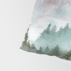 Watercolor Pine Forest Mountains in the Fog Pillow Sham Gallery Image 4