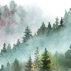 Watercolor Pine Forest Mountains in the Fog Coffee Mug Gallery Image 2