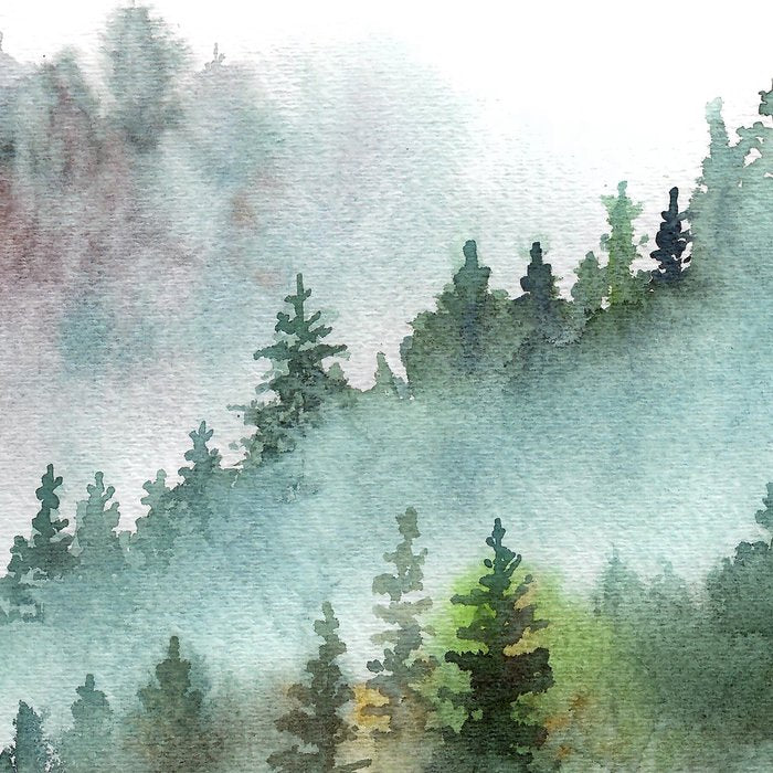 Watercolor Pine Forest Mountains in the Fog Coffee Mug Gallery Image 2