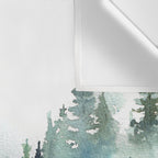 Watercolor Pine Forest Mountains in the Fog Wall Tapestry Gallery Image 3