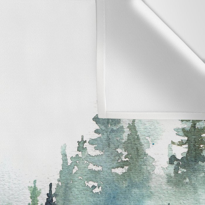 Watercolor Pine Forest Mountains in the Fog Wall Tapestry Gallery Image 3