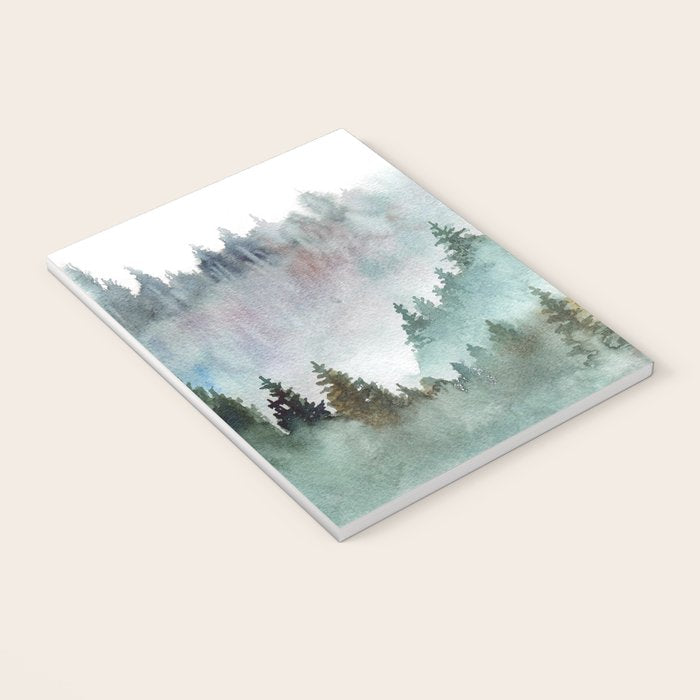 Watercolor Pine Forest Mountains in the Fog Notebook Gallery Image 3