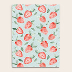 Watercolor painting of tropical strawberries on light greenish blue pattern Notebook Gallery Image 4