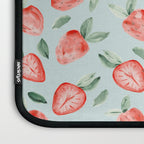 Watercolor painting of tropical strawberries on light greenish blue pattern Laptop Sleeve Gallery Image 3