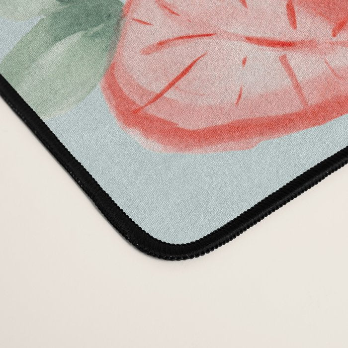 Watercolor painting of tropical strawberries on light greenish blue pattern Desk Mat Gallery Image 4