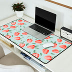 Watercolor painting of tropical strawberries on light greenish blue pattern Desk Mat Gallery Image 2