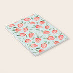 Watercolor painting of tropical strawberries on light greenish blue pattern Notebook Gallery Image 3