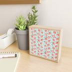Watercolor painting of tropical strawberries on light greenish blue pattern Mini Art Print Gallery Image 2