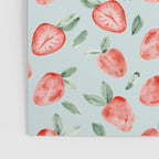 Watercolor painting of tropical strawberries on light greenish blue pattern Poster Gallery Image 3