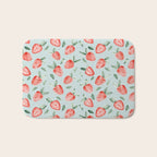Watercolor painting of tropical strawberries on light greenish blue pattern Bath Mat Gallery Image 1