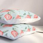 Watercolor painting of tropical strawberries on light greenish blue pattern Pillow Sham Gallery Image 3
