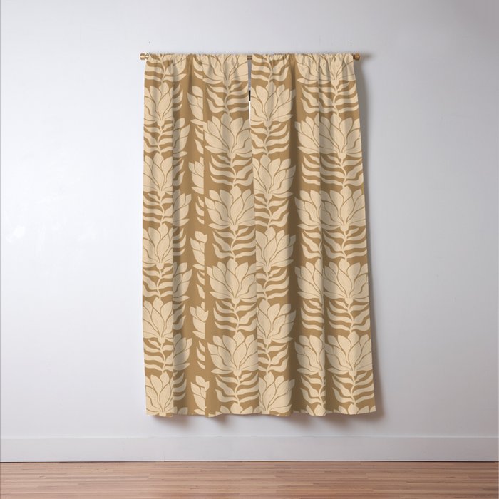 Beige Modern Abstract Flowers Window Curtain Gallery Image 3