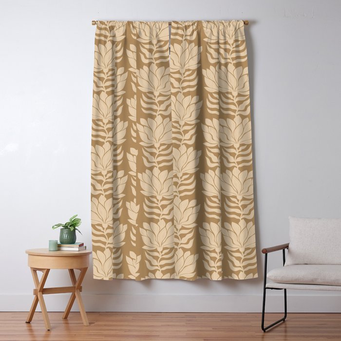 Beige Modern Abstract Flowers Window Curtain Gallery Image 5